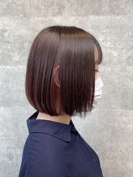 キャラ 池袋本店(CHARA) ナチュラルボブ大人ピンクインナーカラー【池袋/ボブ/マッシュ】