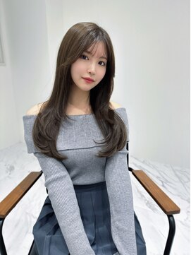 シェノン 夙川(CHAINON) 前髪パーマ/レイヤーロング/黒髪グレーベージュ/20代30代40代