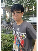 ビビディ バビディ ブー 河原町三条店(Bibbidi.bobbidi.boo)&nbsp;黒髪短髪ニュアンスラフカールパーマ