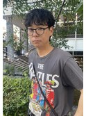 黒髪短髪ニュアンスラフカールパーマ