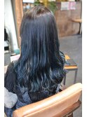 黒髪からの寒色系グラデーションカラー
