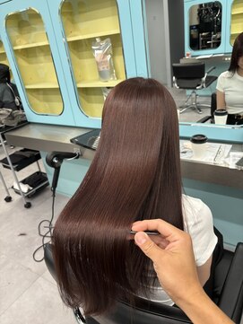 イオエ 西梅田(ioe) ブリーチなしカラー／髪質改善/ミルクティーベージュ/小顔へア