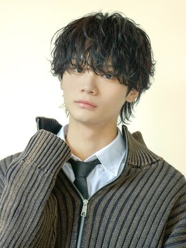 オーシャン トーキョー コウベ(OCEAN TOKYO KOBE) シースルーマッシュダウンパーマ黒髪韓国マッシュツーブロック