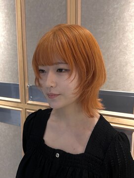 ヘアサロン ガリカ 表参道(hair salon Gallica) 【miko】人と被らない♪個性派くびれウルフ×ペールオレンジ☆