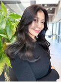 大人ガーリー韓国ヘアロング顔周りレイヤー_F1369