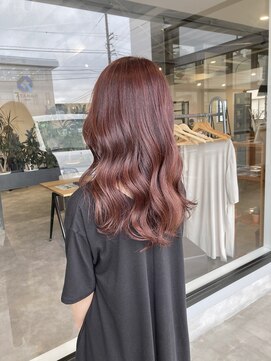 ナンバー(number+) 大人可愛いレイヤーカットピンクアッシュブリーチなし伸ばしかけ