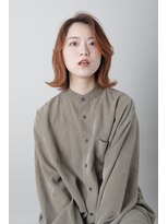 キングダム 元町店(KINGDOM)&nbsp;KINGDOM元町/オレンジカラー/外ハネボブ/かきあげ前髪