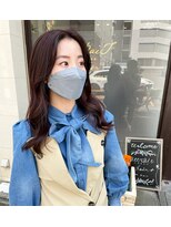 アトレ(attrait)&nbsp;＊ピンクラベンダー ブリーチなし ロングヘア 韓国 大阪美容室