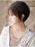大人可愛い20代30代40代黒髪前下がりショートボブ丸みショート◎