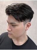 ビジネスショートツイストスパイラルパーマツーブロック刈り上げ