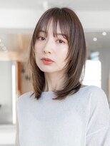 イオ 本厚木(io)&nbsp;☆ミディアム髪質改善ストレートレイヤーカット顔周りウルフ前髪