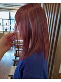 ブリーチなしダブルカラーピンクレッド