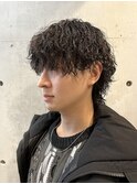 大人の余裕◎ミディアムウルフ束感マッシュ波巻きパーマ