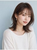 ミディアムレイヤー髪型20代30代前髪あり前髪なし面長丸顔越谷