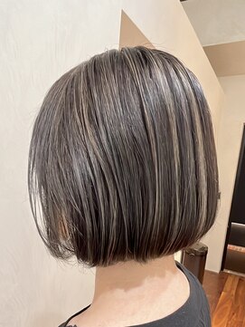 ネックス 表参道本店(nex) 【nex 表参道】白髪ぼかし ハイライト 大人のミニボブ 齋藤