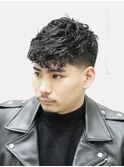 ショートタテ落ちスパイラルグランジメンズローフェード