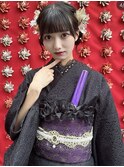 【推し活】イベント 着物レンタル　ヘアセット 編みおろしポニー