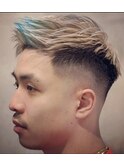 ジェットモヒカンハイライトメッシュブリーチ束感ショート