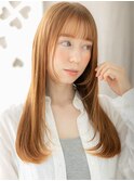 艶感アプリコットオレンジ姫カットレイヤーロングY川口20代30代