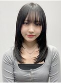 小顔 前髪 レイヤーカット くびれヘア ハイライトカラー"