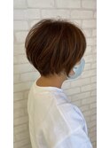 ブリーチなし大人可愛いマロンブラウン似合わせ耳かけボブ