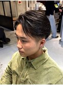 調布メンズカットフェードセンターパートフェザーパーマ緩め