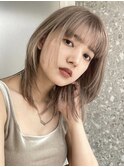 渋谷ケアブリーチカラー顔周りレイヤーカットヘーゼルベージュ◆