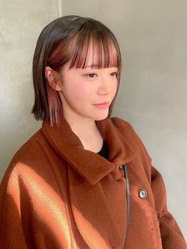 テトヘアー(teto hair) インナーカラーぱっつんボブ前髪カットボブミニボブ