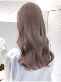顔周りレイヤーカットラベンダーベージュブラウンカラー韓国風