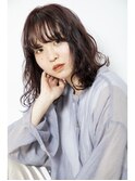 ピンクバイオレット×ゆるふわミディ/30代40代50代