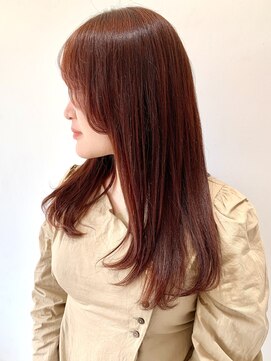 フォーク FOLK 【FOLK】レイヤー ロング オレンジカラー サイドバング 艶カラー