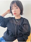 ショートボブ グレージュ 外ハネボブ