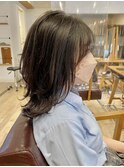 グレージュカラー ボブルフ 黒髪 ココアベージュ ロングヘア