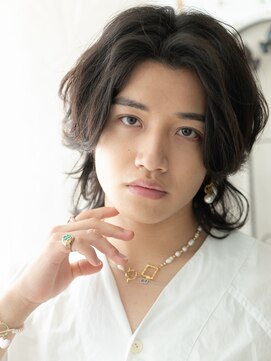 モッズヘア メン 南越谷南口店(mod's hair men) かき上げバングレイヤー&パーマで脱力ウルフD南越谷