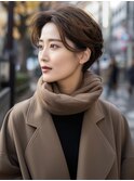 ☆ダークパープルナチュラルショートミルクブラウン髪質改善ボブ