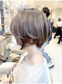 ミルクティーベージュ×丸みショートボブ【Ash大泉学園 横山】