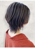 20代30代40代ハイライト透け感ブリーチロブヘアーアッシュ