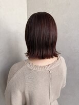 ネウィ 大分中央町店(newi)&nbsp;切りっぱなし外ハネボブピンクブラウン艶感ナチュラルヘア