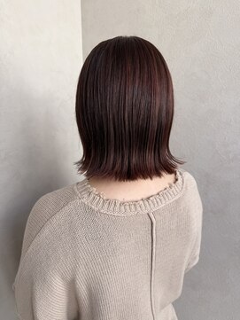 ネウィ 大分中央町店(newi) 切りっぱなし外ハネボブピンクブラウン艶感ナチュラルヘア