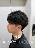 フェザーパーマ　センターパート韓国ニュアンスパーマメンズ長崎