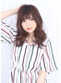 20代30代チュラル愛されブラウンくびれセミディーウェーブ