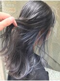【夏カラー】アッシュグレー×インナーブルー