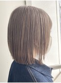 ミニボブ切りっぱなしボブハイライトベージュカラーショートボブ