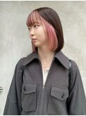 ミディアムボブ×インナーカラー