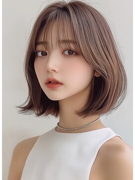 レヴ 草加店(LEV.) デザインカラー レイヤーカット ウェットヘア オリーブベージュ