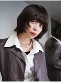 ボブ前髪カット黒髪顔周りレイヤー_F31204