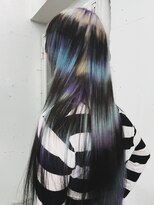 クク 渋谷(QUQU) ボーダー 寒色 ローライト 黒 ロング