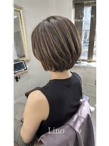 髪質改善Lino hair/縮毛矯正/白髪ぼかし/ハイライト/メンズカット【リノヘア】 丸みボブレイヤーにハイライトで筋感・立体感アップ!