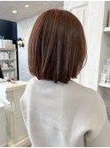 福山市美容室Caary人気 艶ボブ春スタイルマロンブラウンカラー