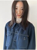 村上/顔まわりレイヤー切りっぱなしツヤ髪ロングストレート前髪